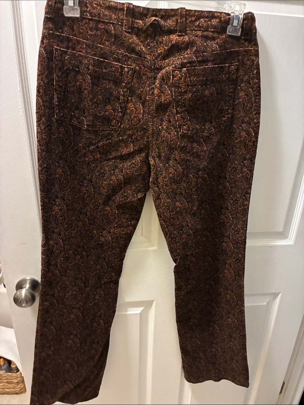 Jones New York Vintage Paisley Print Brown Velvet/corduroy Pants-women’s - Picture 5 of 9